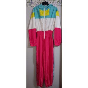 Retro Vintage One Piece Colorful 80s Classic Jumper Tracker Windbreaker Suit